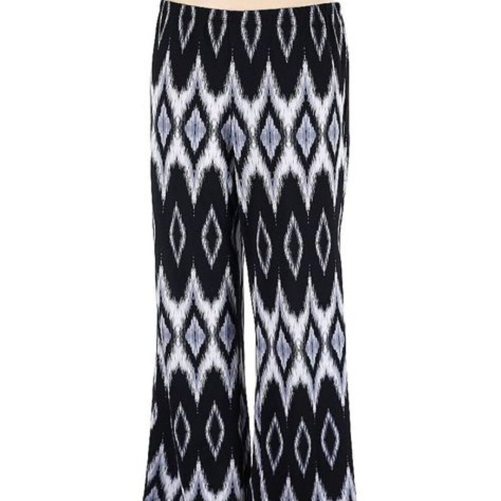 Melissa Paige Palazzo Pants in Black & White Abstract - Petite Large